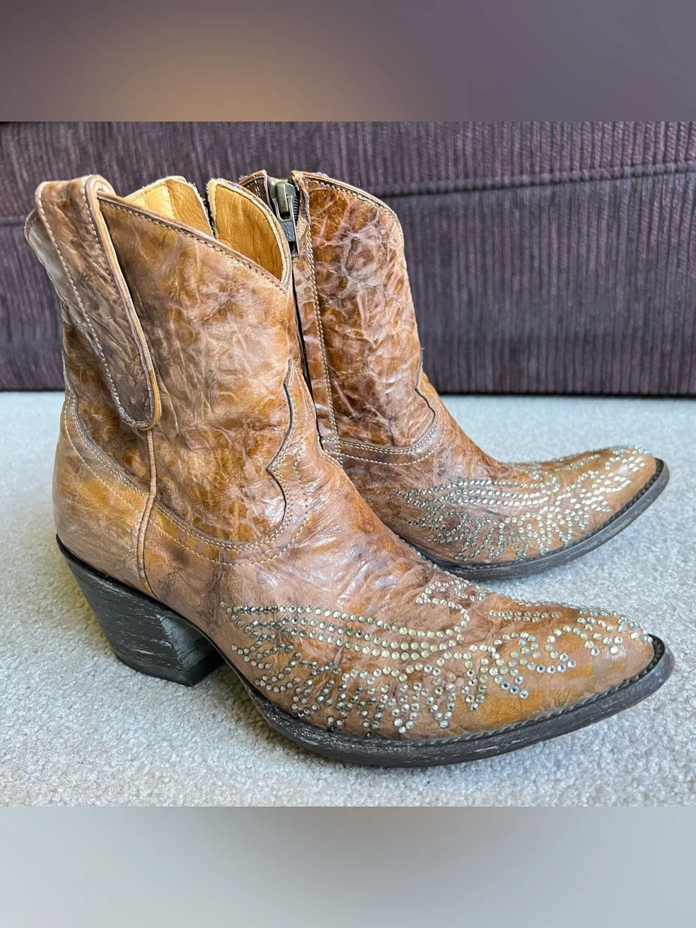 Price is firm- old gringo 8 SWAROVSKI crystal western cowboy ankle boots - Picture 3 of 9